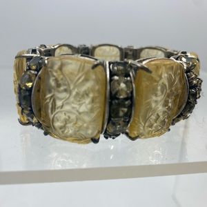 PJM Rhinestone Molded Lucite Stretch Bracelet